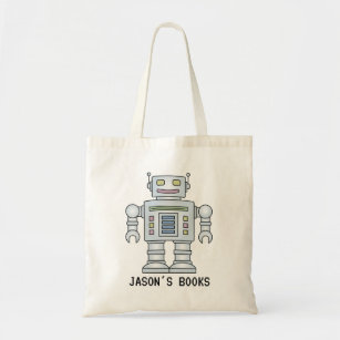 Tote Bag Enfants robot mignon livre de bibliothèque personn