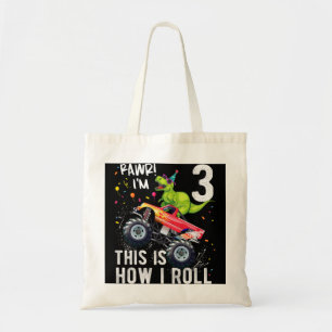 Tote Bag Enfants T Rex Dinosaur Monster Truck 3e anniversai