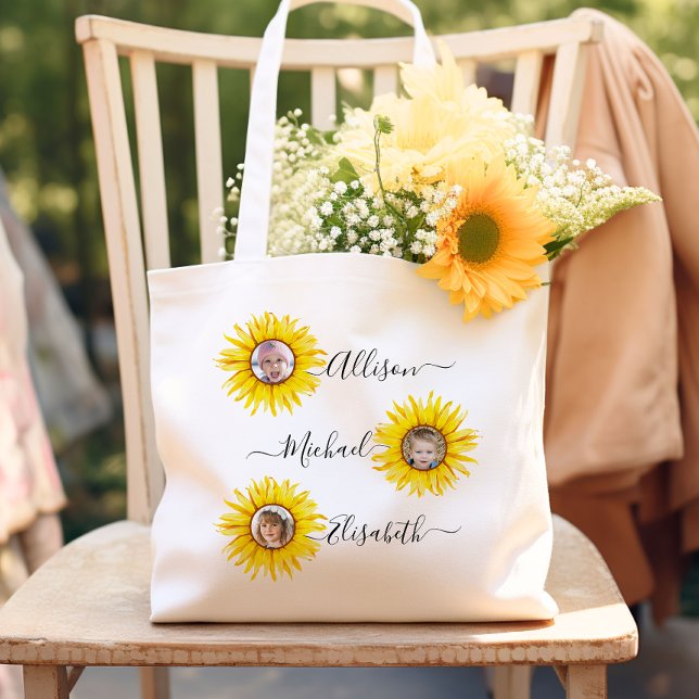 Tote Bag Enfants tournesol | Photo des petits enfants (Créateur téléchargé)
