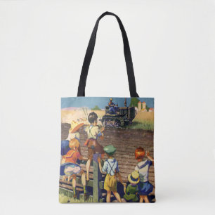 Tote Bag Enfants vintage faisant signe à un agriculteur loc