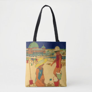 Tote Bag Enfants vintage, sœurs en vacances à la plage