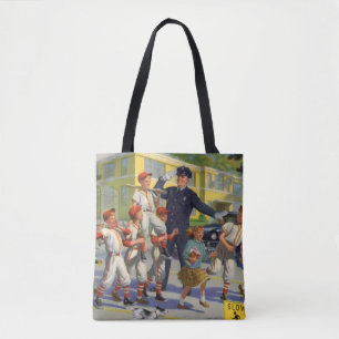 Tote Bag Enfants vintages, Joueurs De Baseball Traversant L