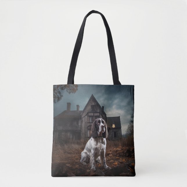 Tote Bag English Springer Spaniel Halloween Épouvantable (Devant)