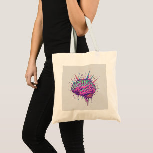 Tote Bag Énoncé de cerveau néon qui brille avec votre espri