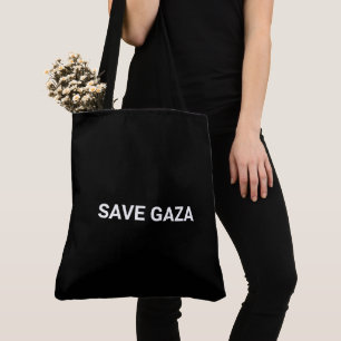 Tote Bag Enregistrer Gaza noir blanc texte personnalisé min