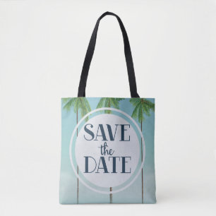 Tote Bag Enregistrer La Date Palmes Tropicales Vintages