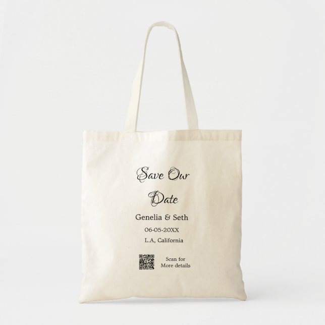 Tote Bag Enregistrer la date simple minimum détails du code (Devant)