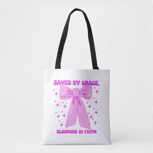Tote Bag Enregistrer par la grâce Affirmation basée sur la  (Devant)