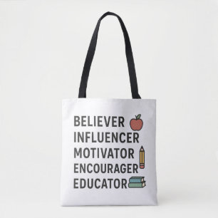Tote Bag ENSEIGNANT Croyant Influenceur Motivant Encourageu