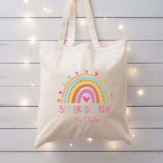 Tote Bag Enseignant de 5e année à l'équipe Retour à l'école (5th Grade Crew Teacher Back to School Custom Tote Bag
)