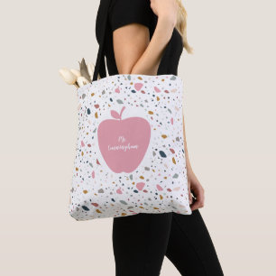 Tote Bag Enseignant de la pomme rose Terrazzo