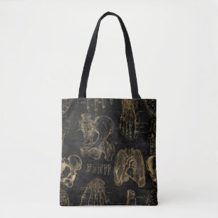 Tote Bag Enseignant en biologie de l'anatomie noire et de l