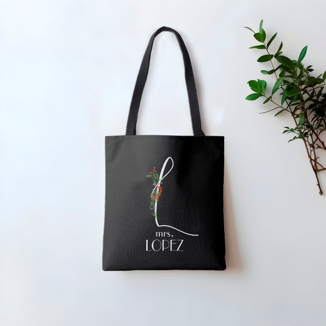 Tote Bag Enseignant en couleur rouge de monogramme L initia (Créateur téléchargé)