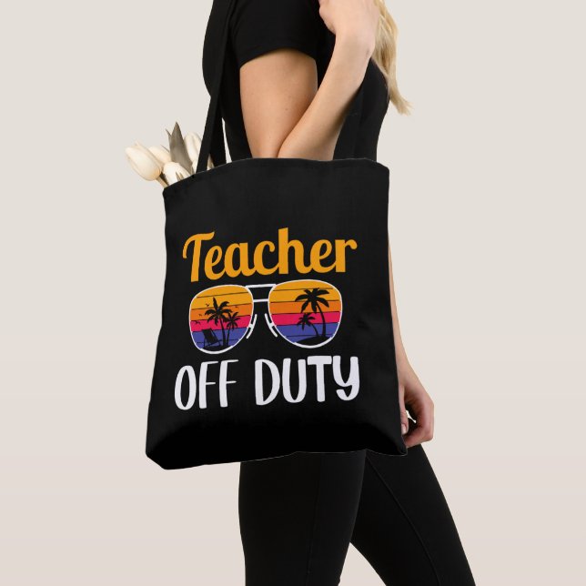 Tote Bag Enseignant hors service, Cadeau pour enseignant, V (De près)