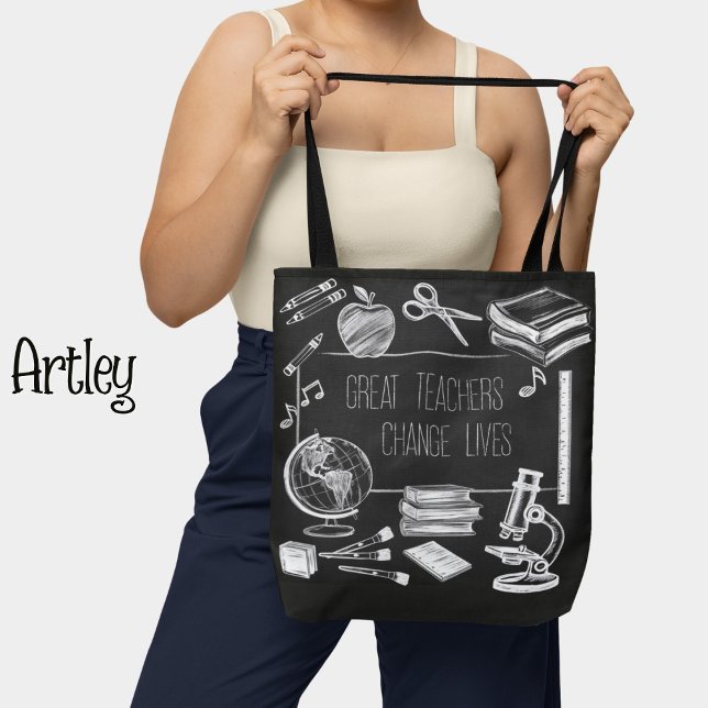 Tote Bag Enseignant noir inspirant de l'école élémentaire (Créateur téléchargé)