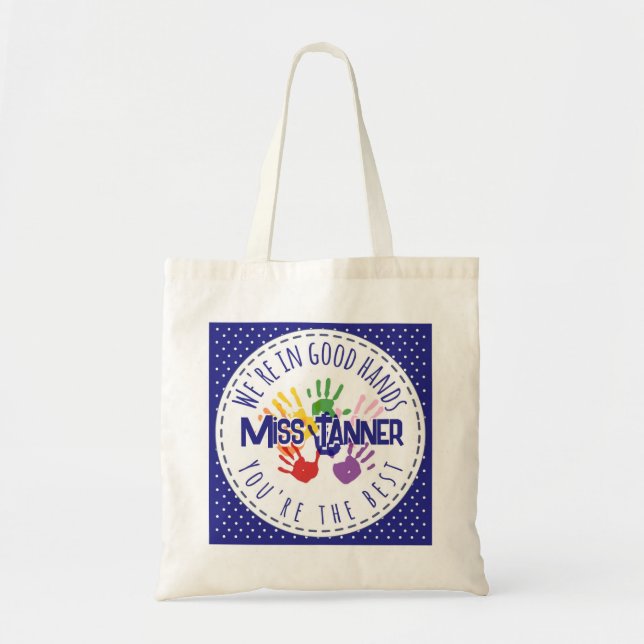 Tote Bag enseignant nous sommes de bonnes mains avec vous (Devant)