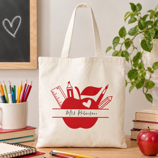 Tote Bag Enseignant personnalisé de l'école  (Personalized school teacher tote bag)