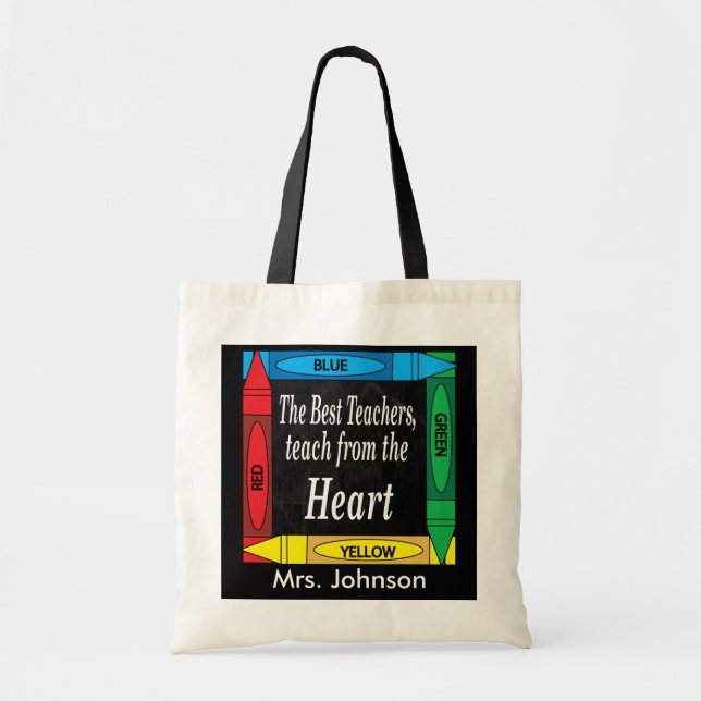 Tote Bag Enseignants Enseigner du Coeur - Personnaliser (Devant)