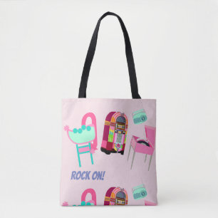 Tote Bag Enseigne Rétro Cinquante Jukebox Lecteur de Disque