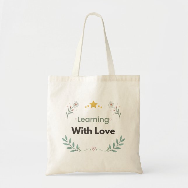 Tote Bag Enseignement Avec Amour Professeur Floral  (Devant)