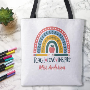 Tote Bag Enseigner Amour Inspirer Arc-en-ciel Remerciement 