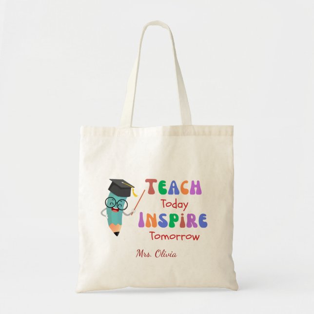 Tote Bag Enseigner Aujourd'Hui Inspirer Demain Devis tendan (Devant)