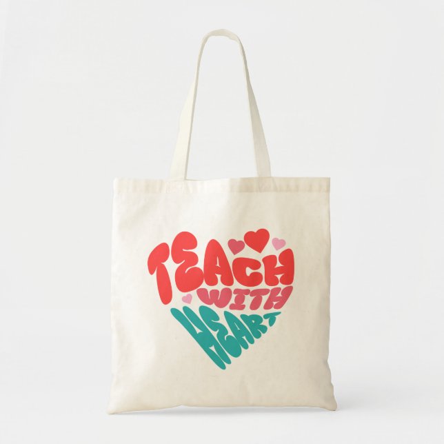 Tote Bag Enseigner avec cœur (Devant)