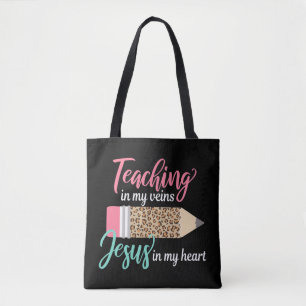 Tote Bag Enseigner dans mes veines Jésus dans mon coeur chr