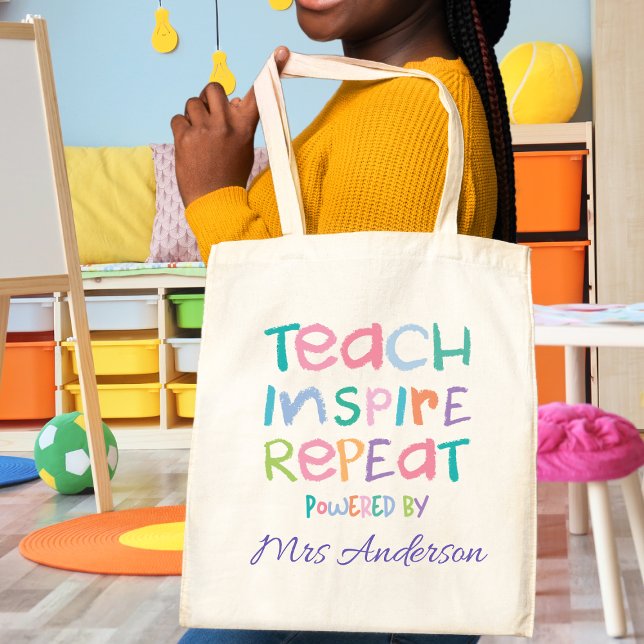 Tote Bag Enseigner Inspirer Répéter Amusant Cadeau pour un  (Créateur téléchargé)
