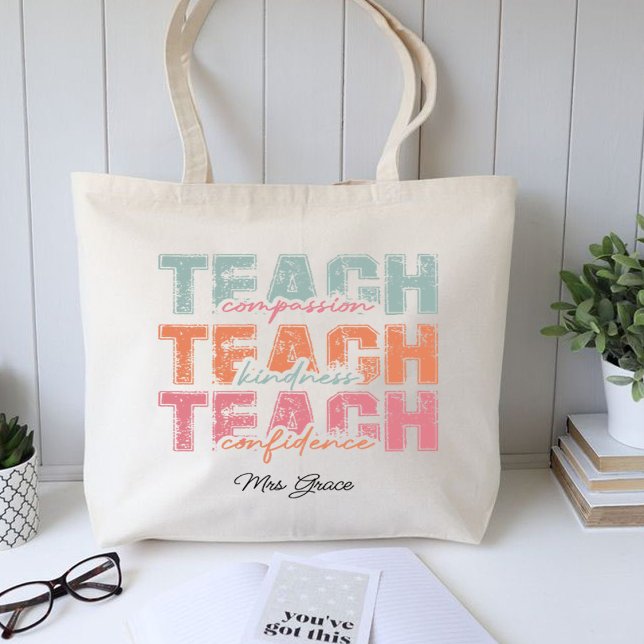 Tote Bag Enseigner la bonté de compassion, enseignant perso (Teach Compassion Kindness ,Personalized teacher  Tote Bag )