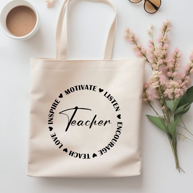 Tote Bag Enseigner l'amour Inspirer Écouter Encourager le c (Teach love inspire motivate listen encourage teacher tote bagt,teach tote bag, teacher crewneck,)