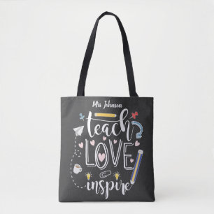 Tote Bag enseigner l'amour inspirer la mode de professeur p