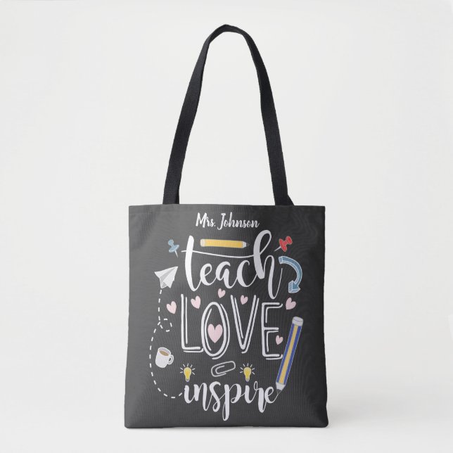 Tote Bag enseigner l'amour inspirer la mode de professeur p (Devant)