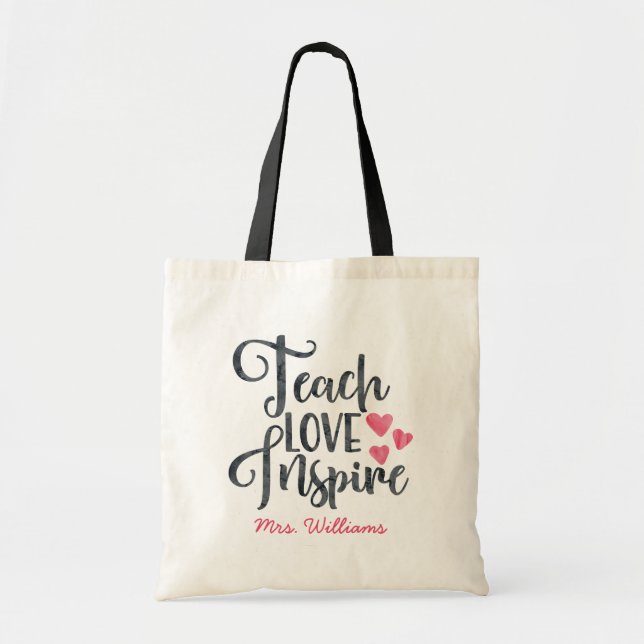 Tote Bag Enseigner l'amour Inspirer un enseignant personnal (Devant)