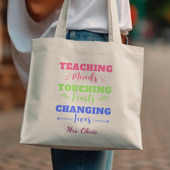 Tote Bag Enseigner l'esprit changer la vie Colorée Enseigna (Créateur téléchargé)