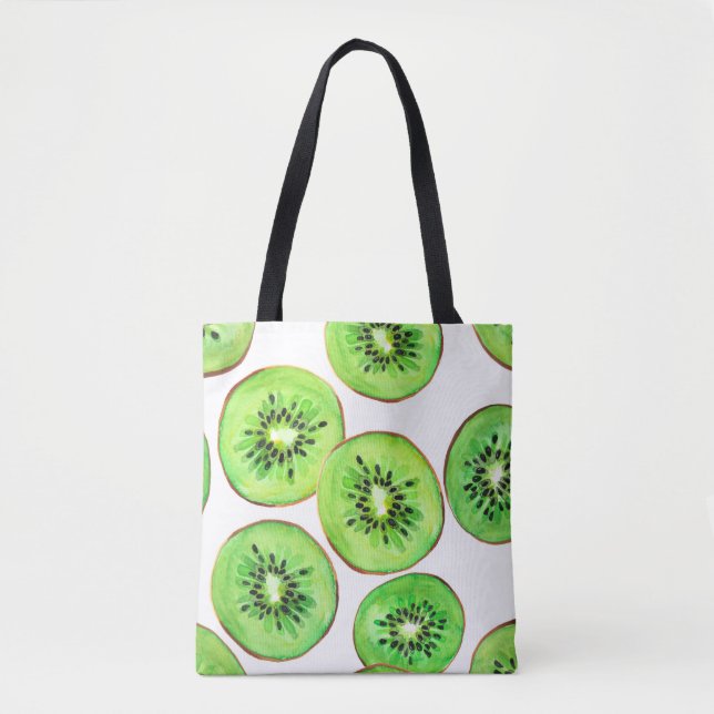 Tote Bag Ensemble d'aquarelle aux fruits Kiwi verts (Devant)