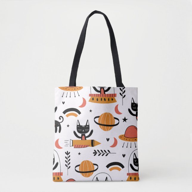Tote Bag Ensemble de chats mignons illustration design vint (Devant)