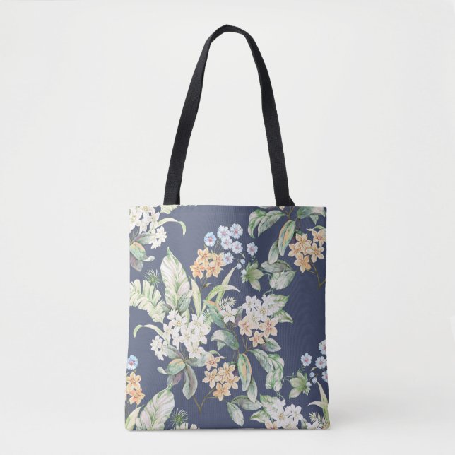 Tote Bag ensemble de haute qualité de fleurs d'aquarelle (Devant)
