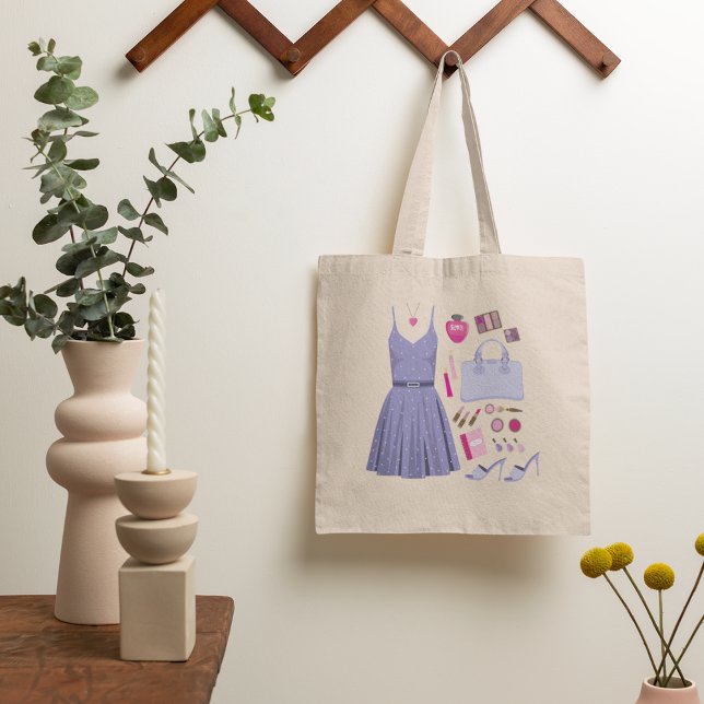 Tote Bag Ensemble de mode violet lavande féminin (Créateur téléchargé)