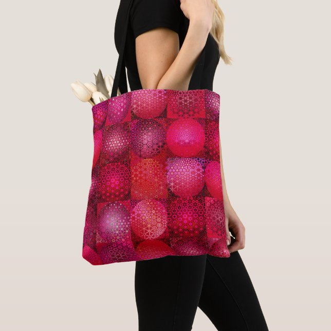 Tote Bag Ensemble de mosaïque circulaire en rouge (De près)