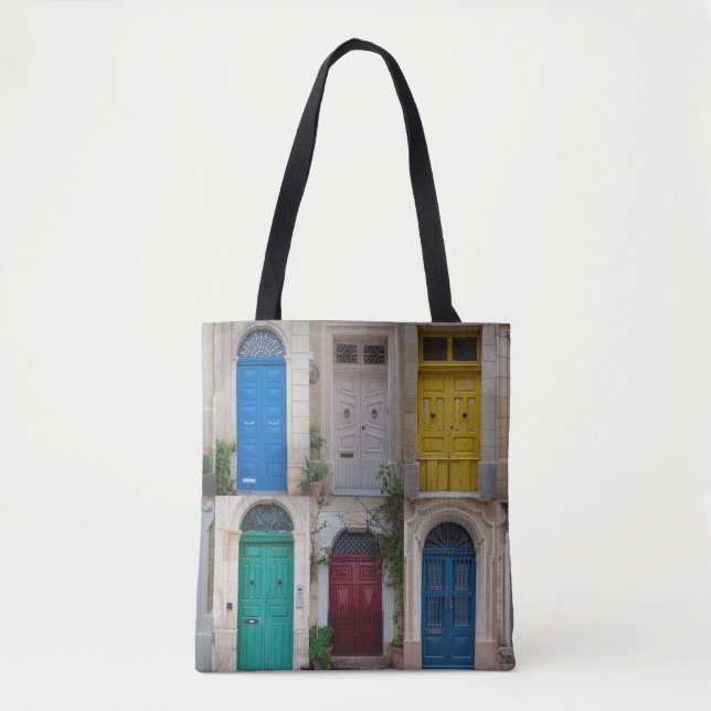Tote Bag Ensemble de portes colorées à Malte (Devant)