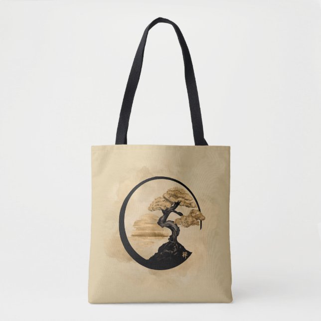 Tote Bag Enso Zen Circle Bonsai - Golden Sunrise (Devant)