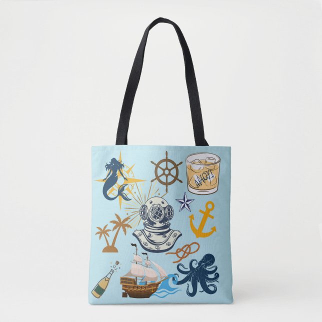 Tote Bag Enterrement de vie de garçon nautique (Devant)