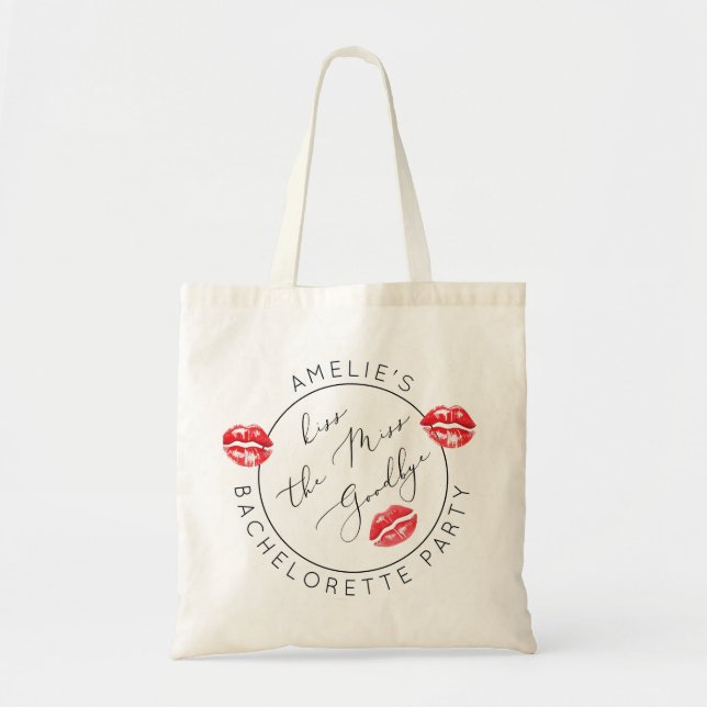 Tote Bag Enterrement de vie de jeune fille Kiss the Miss Go (Devant)