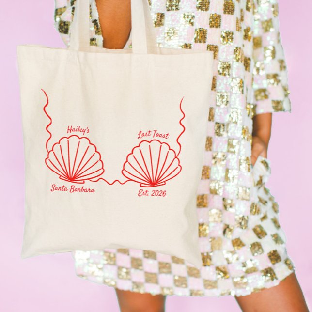 Tote Bag Enterrement de vie de jeune fille Mermaid Seashell (custom bachelorette tote bag last toast on the coast)