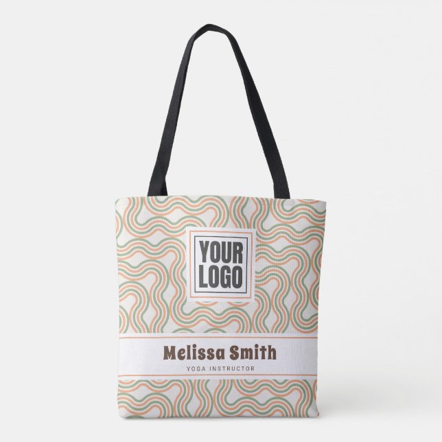 Tote Bag Entreprise de Motif Abstrait Rétro Ondulé (Dos)