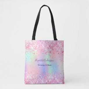 Tote Bag Entreprise de nom holographique rose pâle