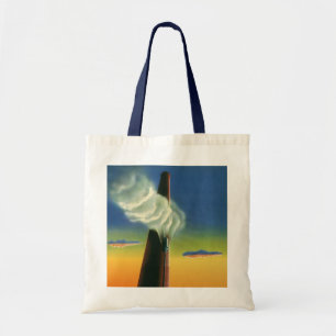Tote Bag Entreprise Vintage, Lever de soleil à l'usine à si