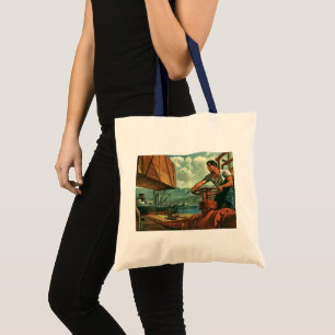 Tote Bag Entreprise vintage, pétrolier navire-citerne avec
