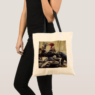 Tote Bag Entreprise Vintage, Plateforme Pétrolière sur l'Oc
